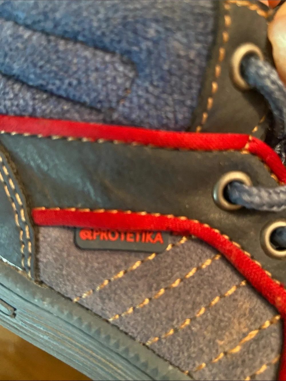 Protetika Kids Suede Blue High-Top Lace-Up Sneakers w/ Red Accent 22